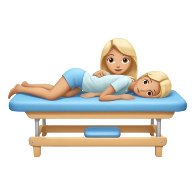A cute emoji-style illustration of a girl lying on a massage table during a relaxing massage session,  sticker