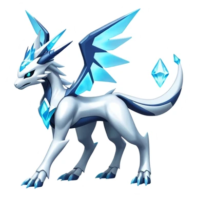 Futuristic Kyurem-reshiram-Glaceon-dialga-suicune-hybrid, full body sticker