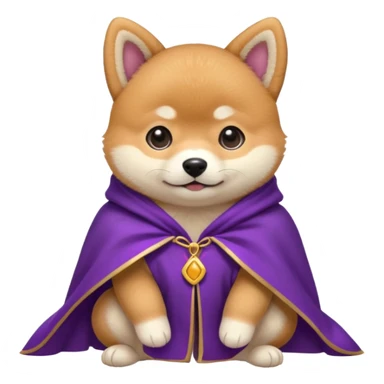 baby shiba dog, in magic purple cloak sticker