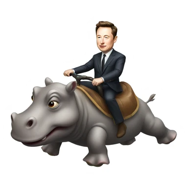 Elon musk riding a hippo sticker