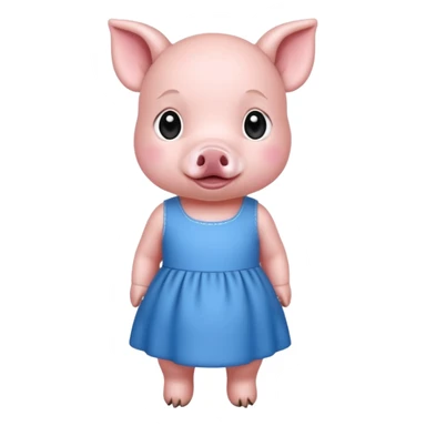 a baby pig wear blue dress sticker