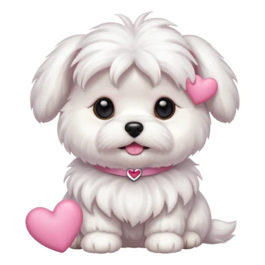 Dog maltese with pink hearts sticker