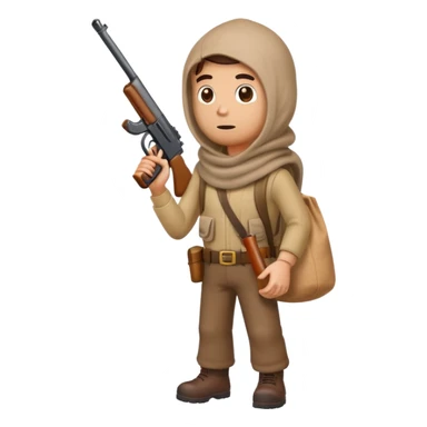 cartoon man with sack over head carrying a toy gun full body sticker