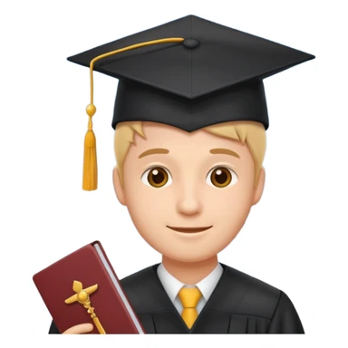 emoji man student at university with graduation cap and airplane, happy, programme erasmus,white background sticker