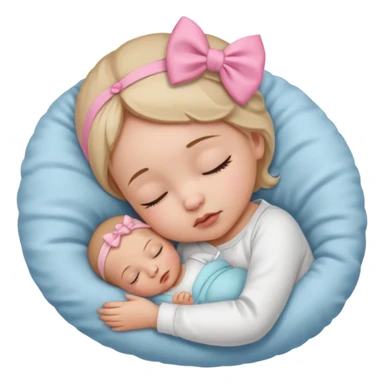 Sleeping Newborn baby with a white shirt and a pink bow on her head sticker
