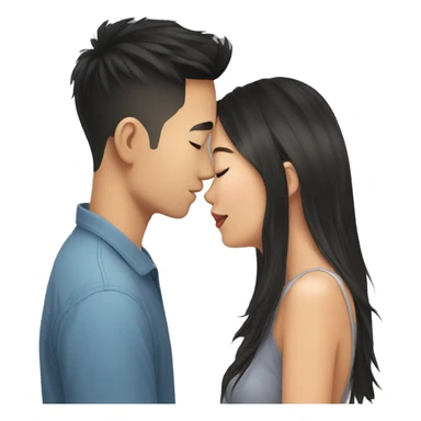 Boyfriend Asian and girlfriend Asian kissing sticker