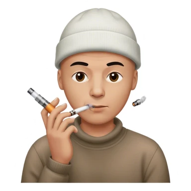 un mec chauve avec un bonnet qui fumme une cigarette electron sticker