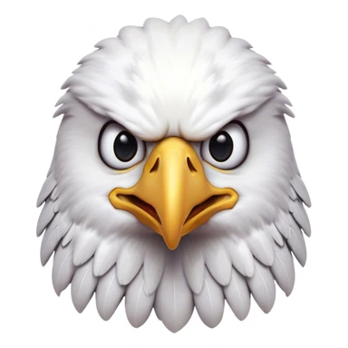 Cinematic Comical American Eagle Portrait Emoji, Head tilted dramatically with an exaggeratedly shocked expression, featuring a robust, powerful form with wide, comically expressive eyes full of playful disbelief and a mix of stark white and dark plumage, Simplified yet hilariously expressive features, highly detailed, glowing with a slightly sassy majestic glow, high shine, dramatic yet playful, stylized with an air of cheeky aerial mischief, soft glowing outline, capturing the essence of a meme-worthy American eagle that looks ready to side-eye its way into viral fame! sticker