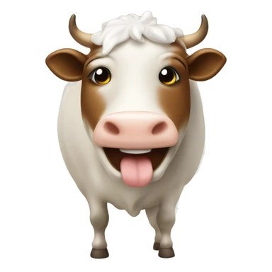 vaca vestida como granjero sosteniedo un envace de crema de lece, sonriendo sticker
