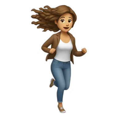 mujer con rulos (pelo largo) castaño claro corriendo hacia la derecha sticker