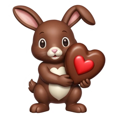 chocolate bunny with chocolate heart sticker