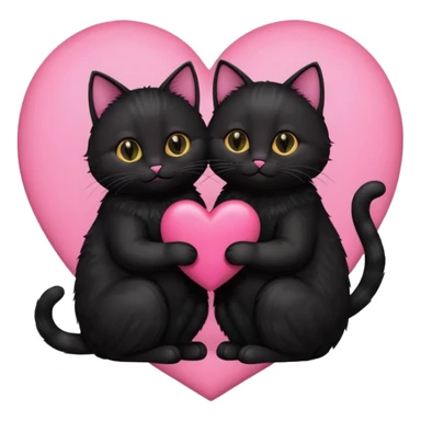 two black cats love, pink heart sticker