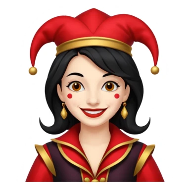 Jester woman, black and red suit, black hair sticker