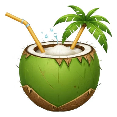 Green Coconut with straw sticker