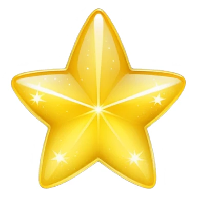 Generate a high-quality 3D cartoon-style emoji of a yellow sparkling star, glittering and shining effect, smooth gradient colors, rounded and cute appearance, no human faces, simple white background, high-resolution.

 sticker