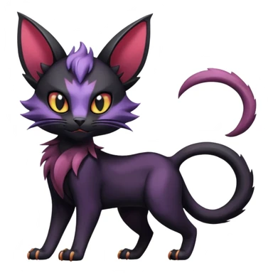Black dark spooky badass cool shiny glossy smooth soft edgy Noivern-Noibat-Purloin-Torracat-Lykoi-Caracal-cat-Fakemon-fusion-hybrid-creature sticker