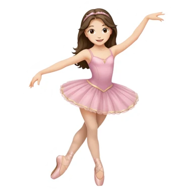 happy pretty white brunette teen long hair with hazel eyes in a ballet costume and point shoes dancing sticker