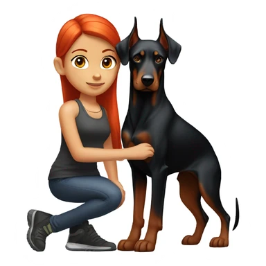 Redhead Girl and doberman  sticker