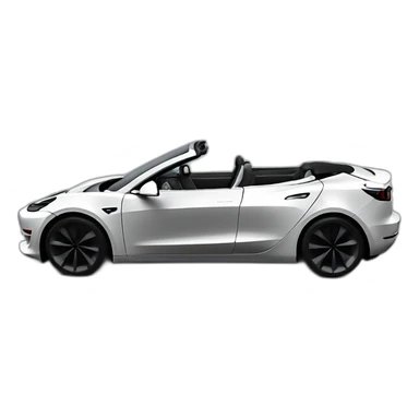 Hyper realistic, open top, black, Tesla Model 3, black upholstery, side view sticker