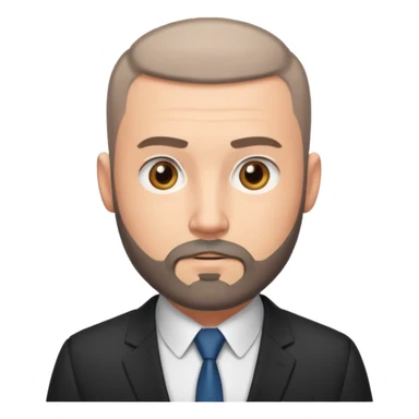 Fit adult man, white, with buzzcut, with nice beard, wearing suit sticker