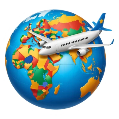 Globe Showing Europe-Africa with plane flying around it sticker