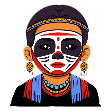 Toltec person with face paint and traditional attire sticker