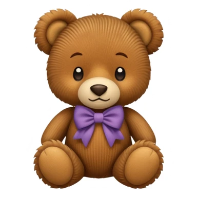 Corduroy texture plush bear ribbed texture with brown bow  sticker