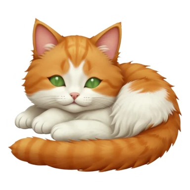 ginger and white small cat eyes closed lying down in funny position sticker