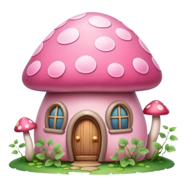Pink girly mushroom house covered in vines sticker