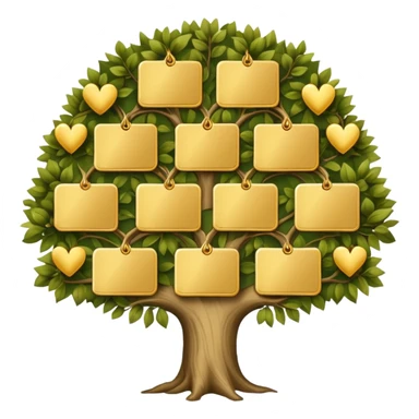 family diagram tree with gold cards sticker