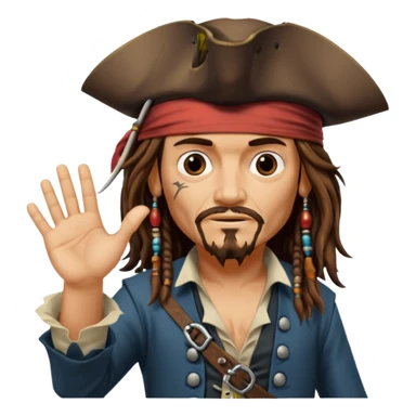 jack sparrow from the film pirates of the caribbean, shooo-ing the stone-crab.
- jack is looking to the left, hands mimicing to the left
 sticker