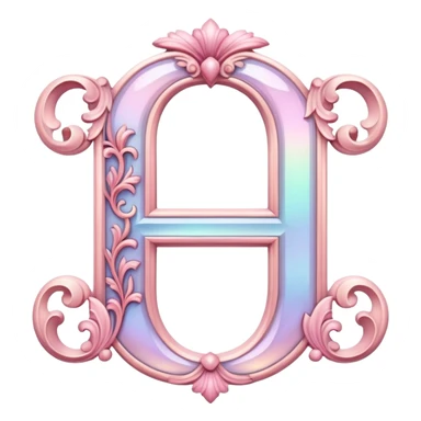 Iridescent pastel pink romantic Font setting icon with letter H sticker