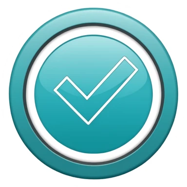 Marca de verificación  un "check"  dentro de un círculo de color cian o turquesa, con un borde gris claro. sticker