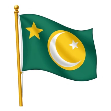 Flag of the actual Azad Kashmir with yellow stripes,green background and white moon and star sticker
