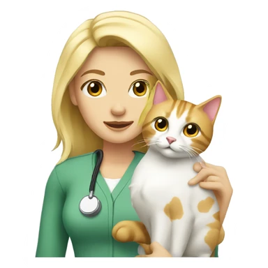 Blonde vet with a blonde cat  sticker