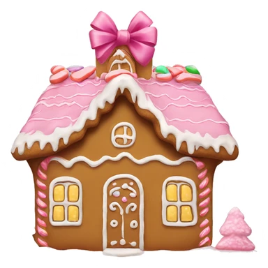 Gingerbread house with a pink bow￼ sticker
