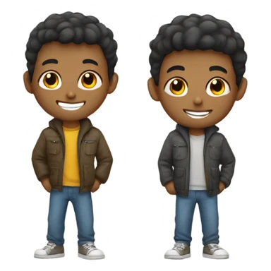 smiling boy best friends in casual attire  sticker