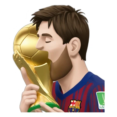 Lionel Messi kissing the world cup sticker