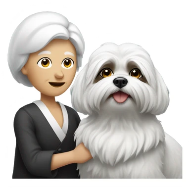 Black and white shitzu with old lady  sticker