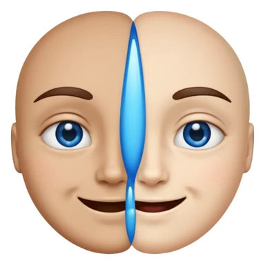 A face split diagonally: one half smiling, the other half with a blue tear.  sticker