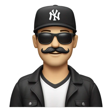 Homme blanc, 30 ans, cheveux courts noir, moustache, casquette noir yankees noir, avec uns bière  sticker