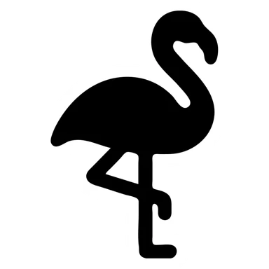 flamingo, solid icon style, black silhouette sticker