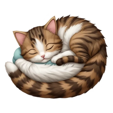 dark brown tabby and white kitten sleeping whilst in funny positions stretched out and  upside down sticker