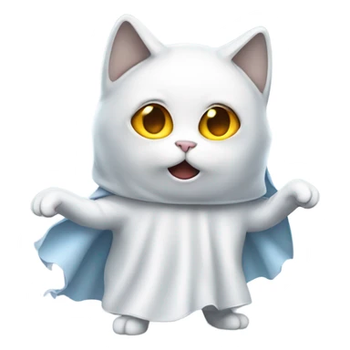 cat wearing a ghost costume sticker