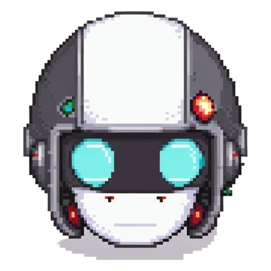 Black bomberman head only, sleek helmet with sharp antenna, cool white face, mysterious eyes, pixel art style sticker