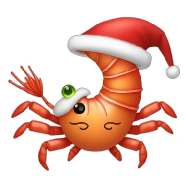 Funny shrimp dressed like santa claus sticker