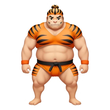 Tiger sumo wrestler with topknot sticker