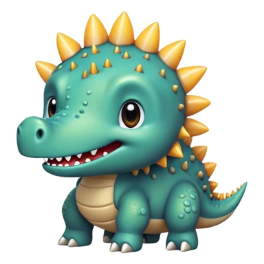 Cinematic Cute Stegosaurus Portrait Emoji, Head tilted playfully with a cheeky grin, featuring a charming, low-profile body with iconic, rounded bony plates and a spiky tail, a small head with sparkling, curious eyes, Simplified yet irresistibly adorable features, highly detailed, glowing with a warm, inviting earthy glow, high shine, affectionate and spirited, stylized with a touch of whimsical prehistoric charm, soft glowing outline, capturing the essence of a mischievous yet endearing Stegosaurus that seems as if it could waddle out of the screen into your arms! sticker