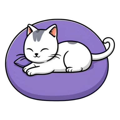 cozy cat sleeping on a soft cushion sticker