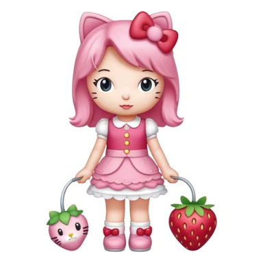 hello kitty strawberry shortcake pink full body sticker